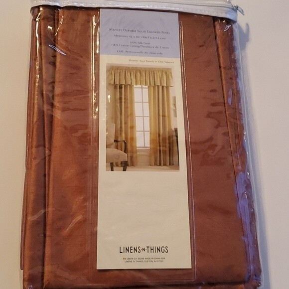 NWT DUPIONI SILK PANEL CURTAIN DRAPE IN SALMON CLAY 84" by 42" - Picture 2 of 5